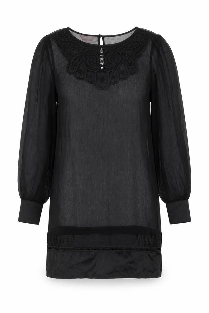 Monsoon Womens Black Polyester Shift Size 10 Boat Neck Button