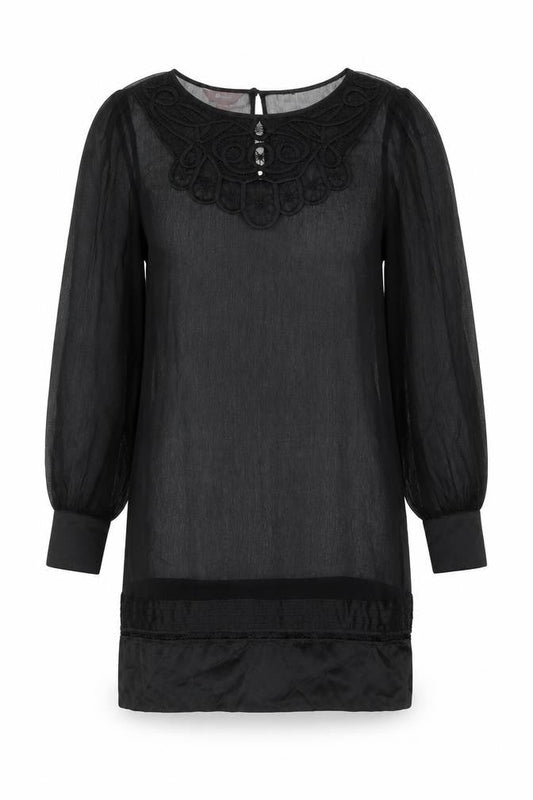 Monsoon Womens Black Polyester Shift Size 10 Boat Neck Button