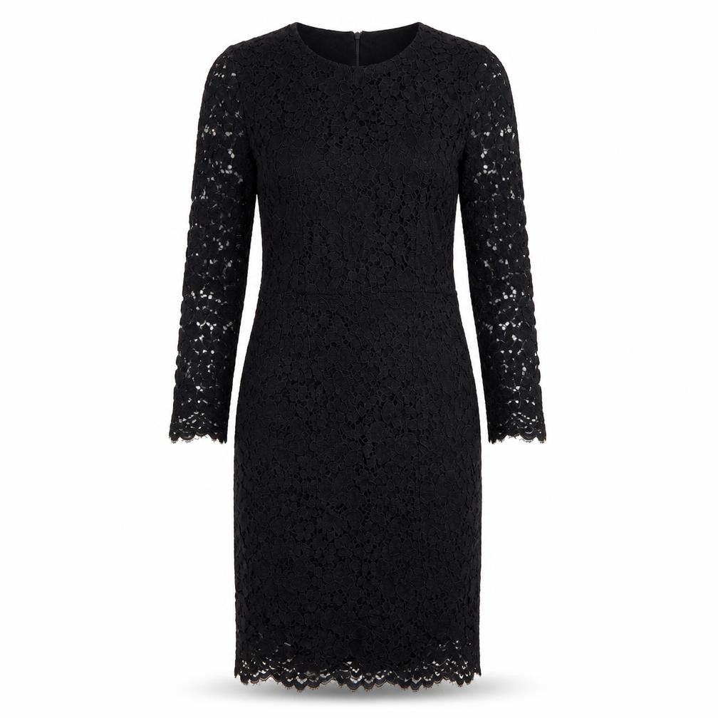 Zara Womens Black Viscose Pencil Dress Size S Round Neck Zip