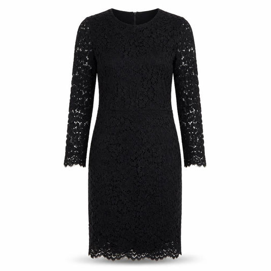 Zara Womens Black Viscose Pencil Dress Size S Round Neck Zip