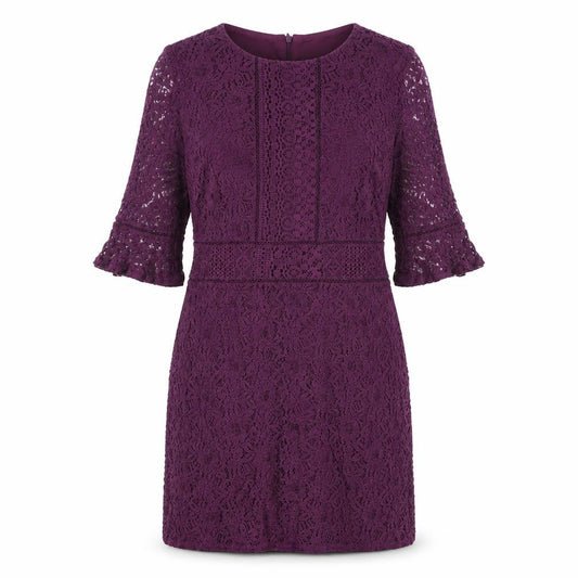 Oasis Womens Purple Cotton Sheath Size M Boat Neck Zip