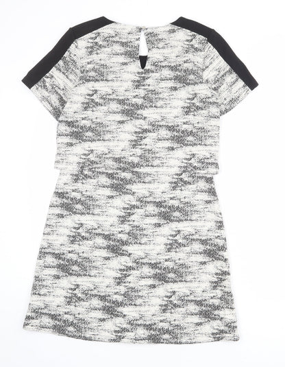 Oasis Womens Ivory Geometric Cotton Shift Size M Round Neck Pullover