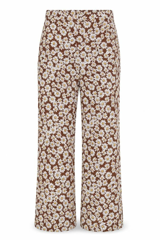 Divided by H&M Womens Brown Floral Viscose Trousers Size S L26 in Regular