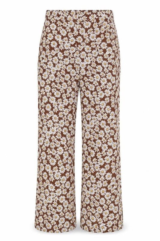 Divided by H&M Womens Brown Floral Viscose Trousers Size S L26 in Regular