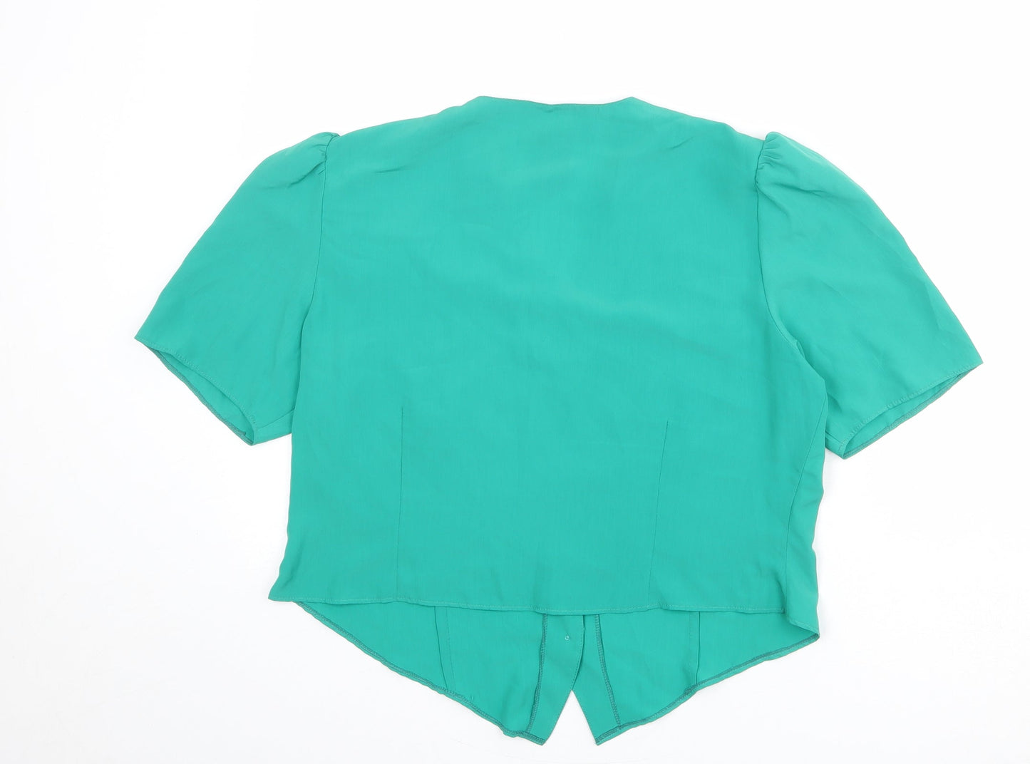 Your Sixth Sense Womens Green Polyester Basic Button-Up Size 16 V-Neck