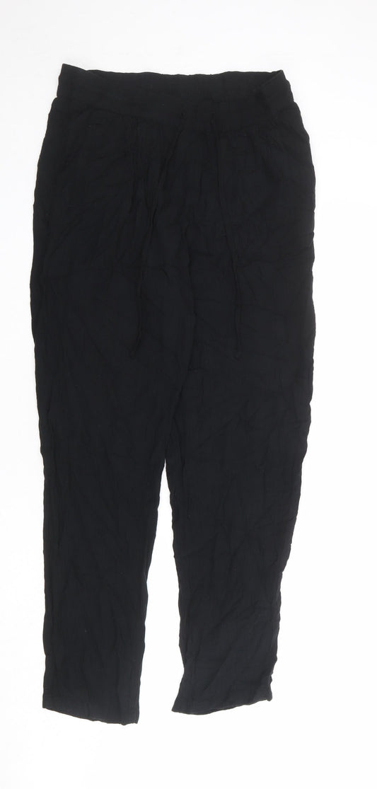 Marks and Spencer Womens Black Viscose Trousers Size 12 L30 in Regular