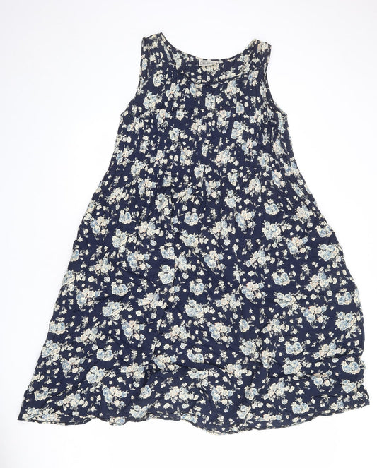 Sea Wall Womens Blue Floral Polyester Tank Dress Size M Round Neck Pullover