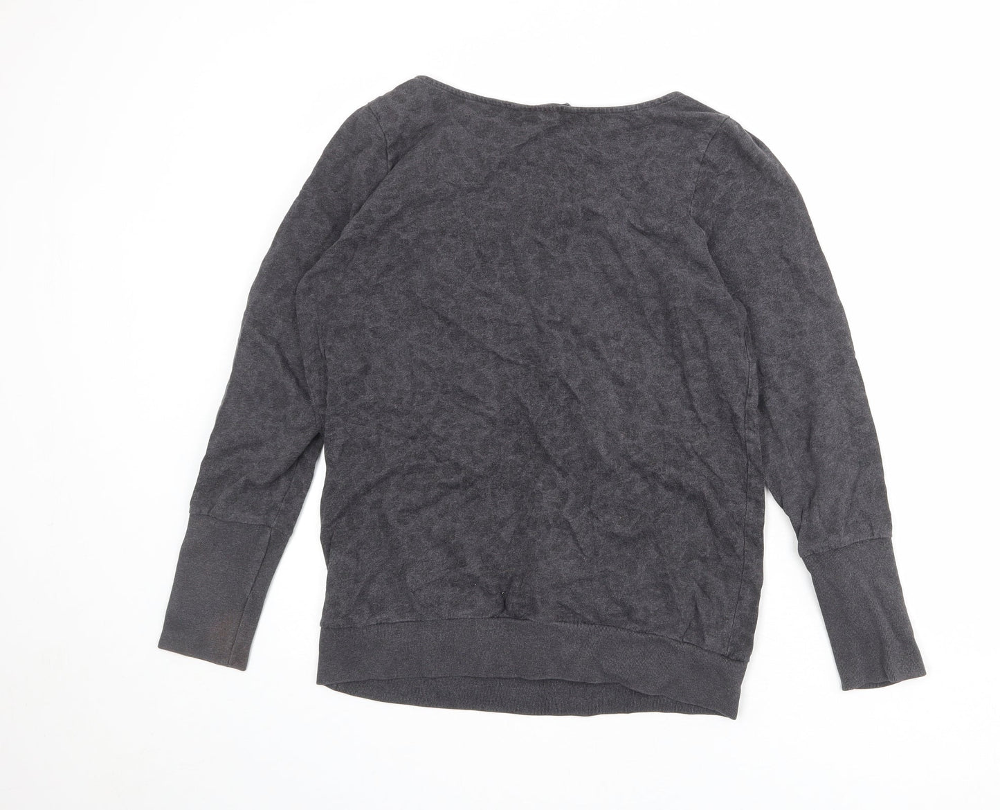 French Connection Womens Grey Animal Print Cotton Pullover Sweatshirt Size L Pullover - Leopard pattern