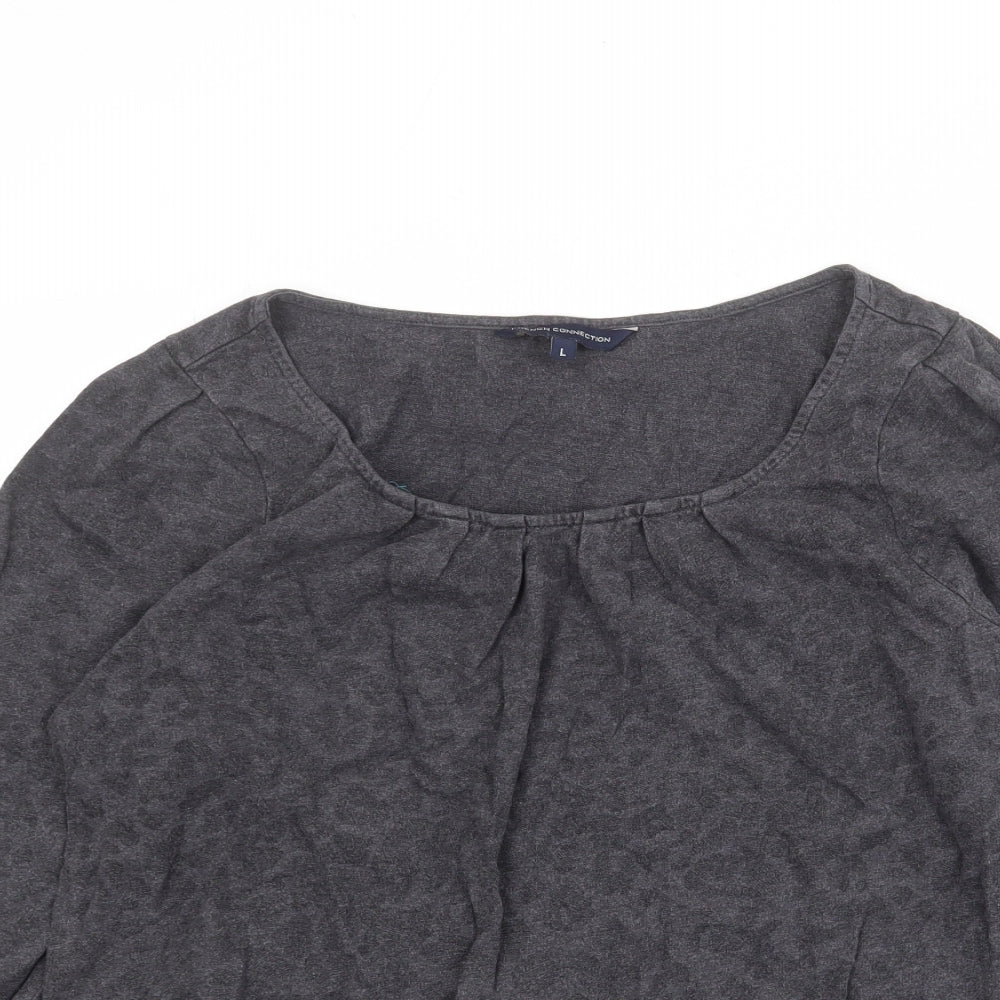 French Connection Womens Grey Animal Print Cotton Pullover Sweatshirt Size L Pullover - Leopard pattern