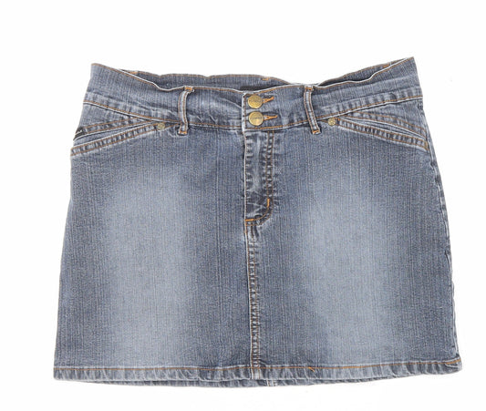 Foxhole Womens Blue Cotton Mini Skirt Size 10 Zip