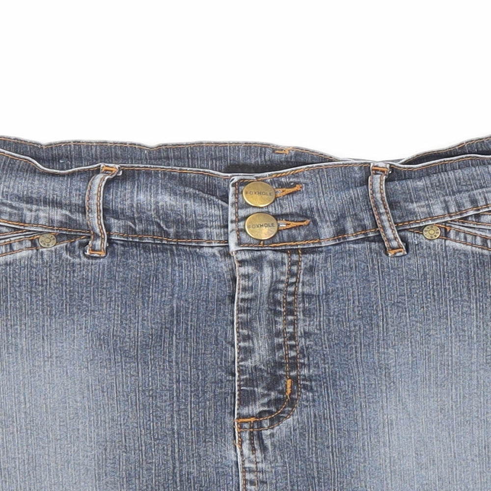 Foxhole Womens Blue Cotton Mini Skirt Size 10 Zip