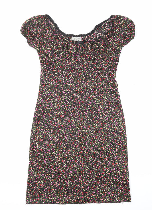 Kit Womens Multicoloured Floral Polyester A-Line Size 10 Off the Shoulder Pullover