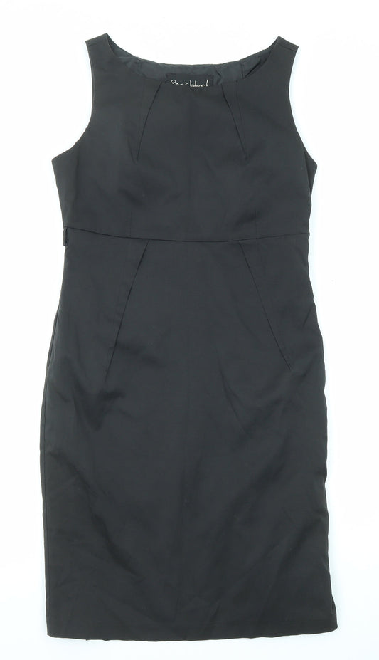 River Island Womens Black Polyester Shift Size 10 Round Neck Zip