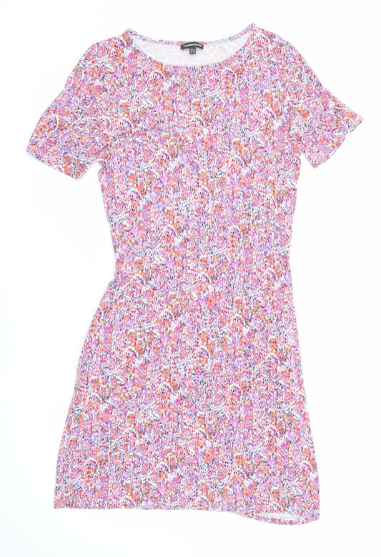 Warehouse Womens Multicoloured Geometric Viscose A-Line Size 6 Round Neck Pullover