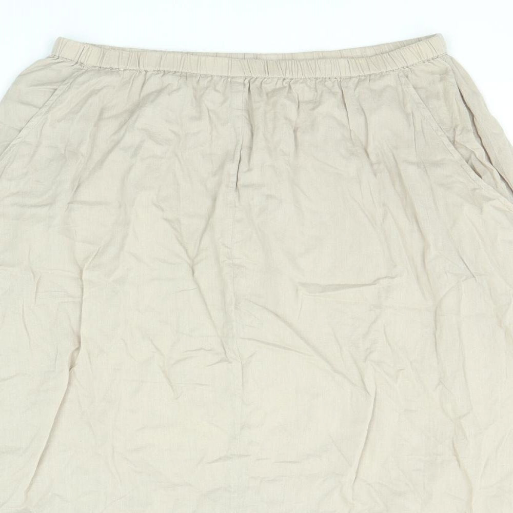 Joanna Hope Womens Beige Cotton A-Line Skirt Size 14