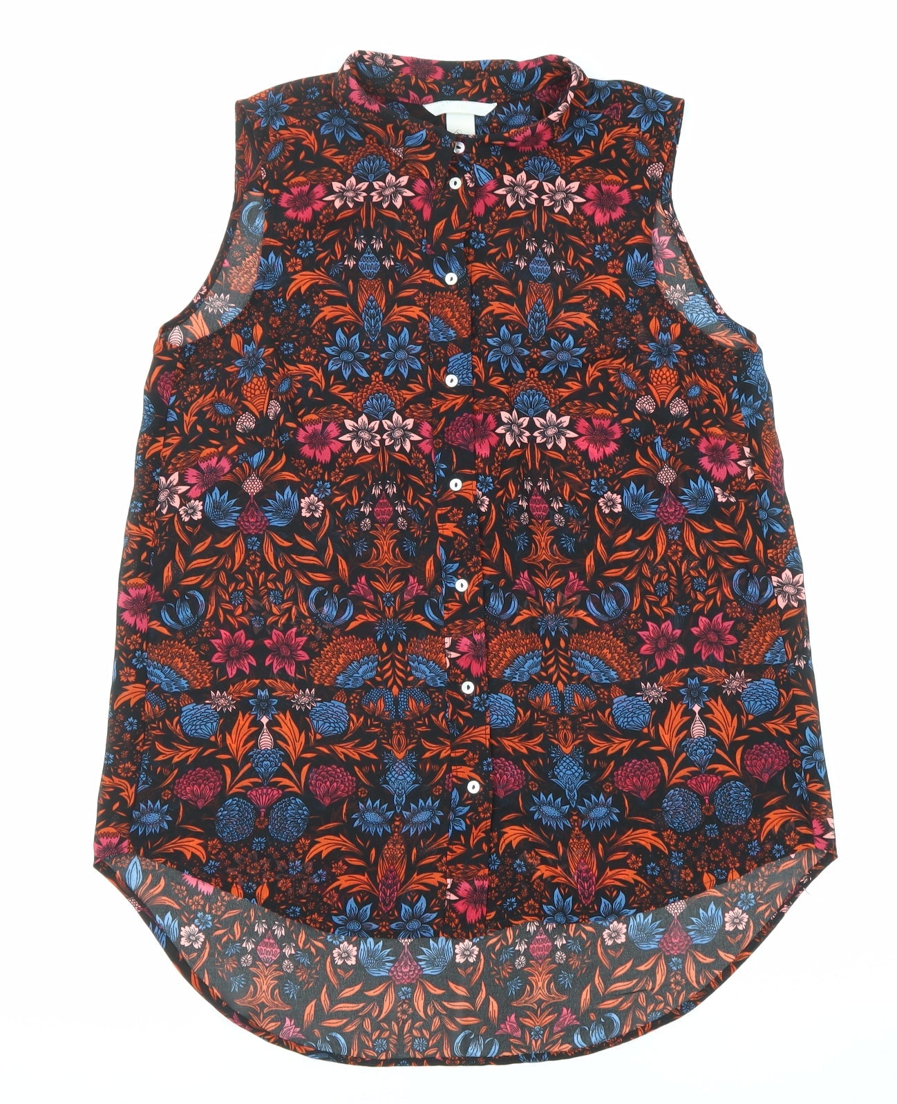 H&M Womens Multicoloured Geometric Polyester Basic Tank Size 6 Collared