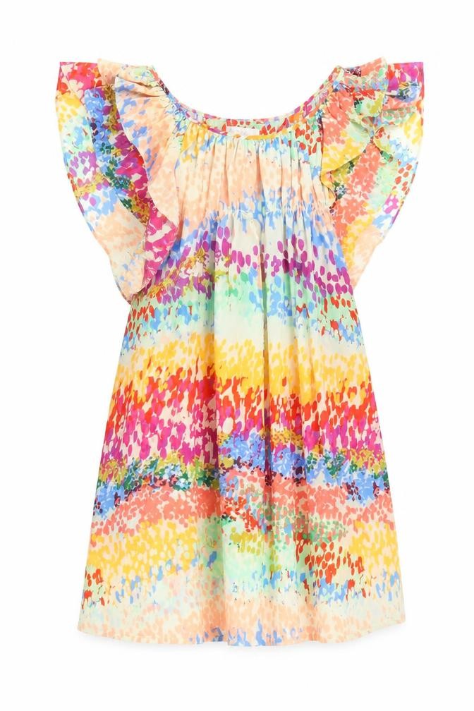H&M Womens Multicoloured Geometric Polyester A-Line Size 6 Boat Neck Pullover - Butterfly Sleeves