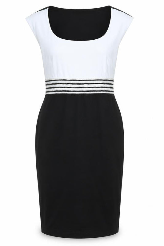Michaela Louisa Womens Black Colourblock Polyester Pencil Dress Size 14 Scoop Neck Pullover