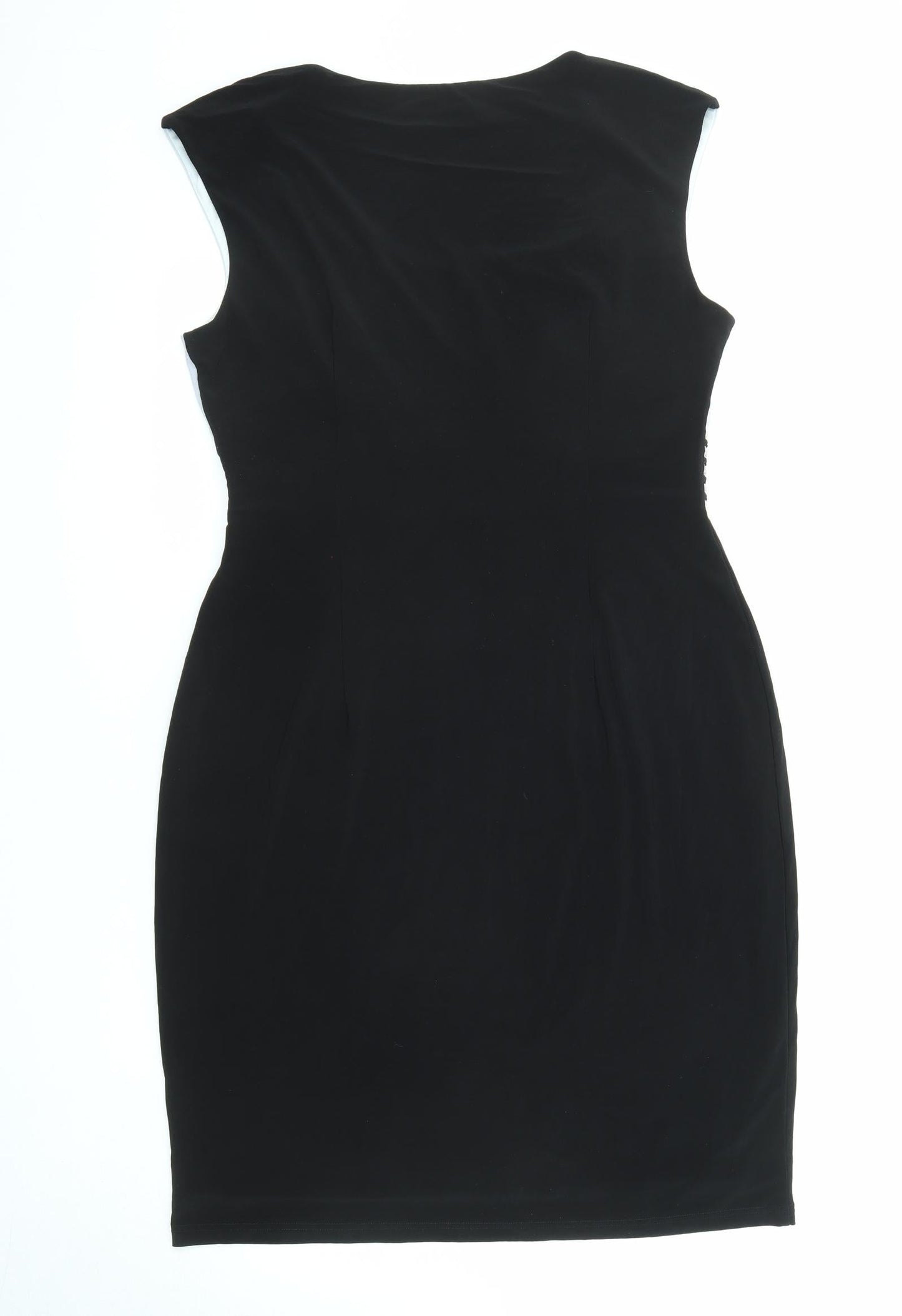 Michaela Louisa Womens Black Colourblock Polyester Pencil Dress Size 14 Scoop Neck Pullover