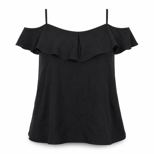 River Island Womens Black Viscose Basic Blouse Size 12 Round Neck - Cold Shoulder