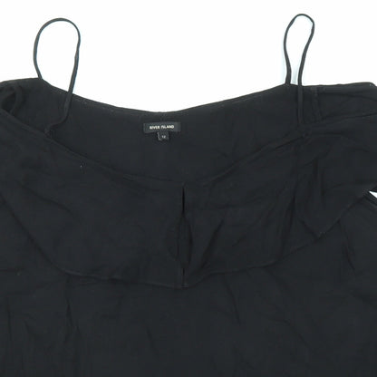 River Island Womens Black Viscose Basic Blouse Size 12 Round Neck - Cold Shoulder