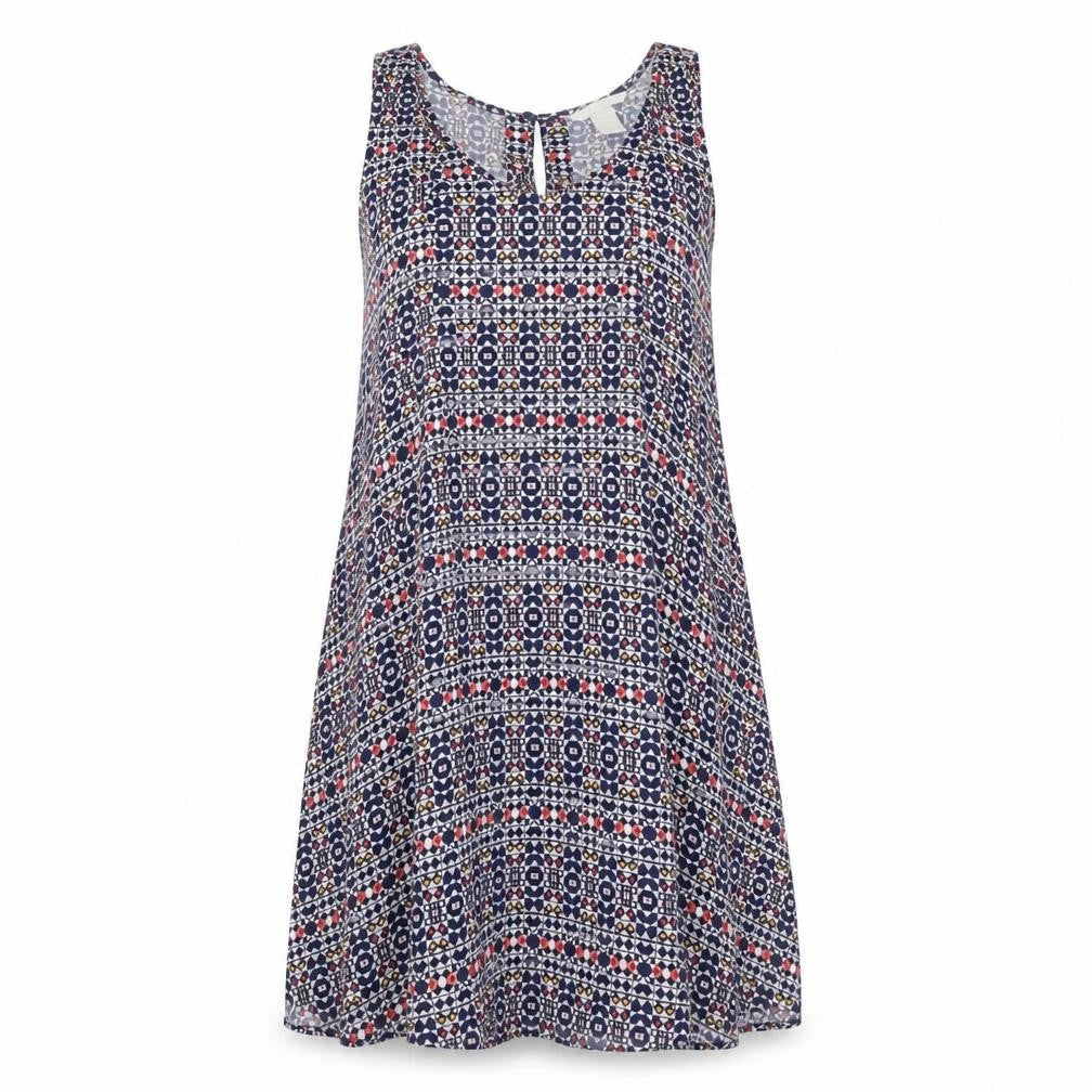 H&M Womens Multicoloured Geometric Viscose Tank Dress Size 4 Scoop Neck Pullover