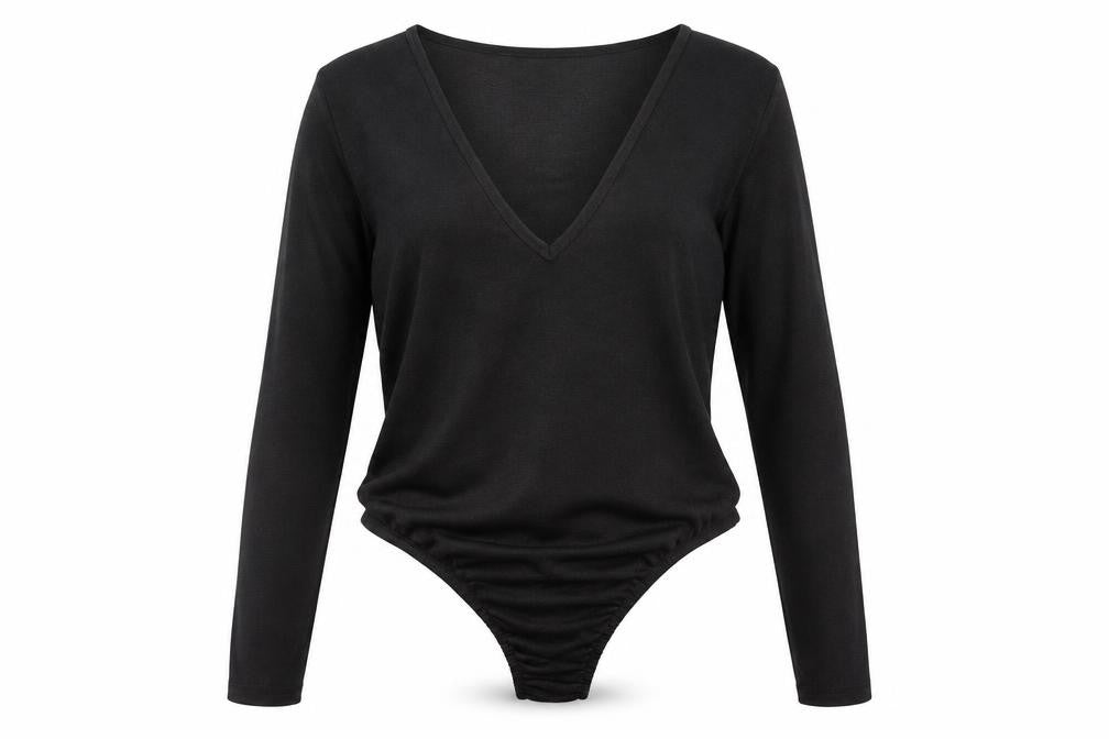 Boohoo Womens Black Polyester Bodysuit One-Piece Size 12 Snap