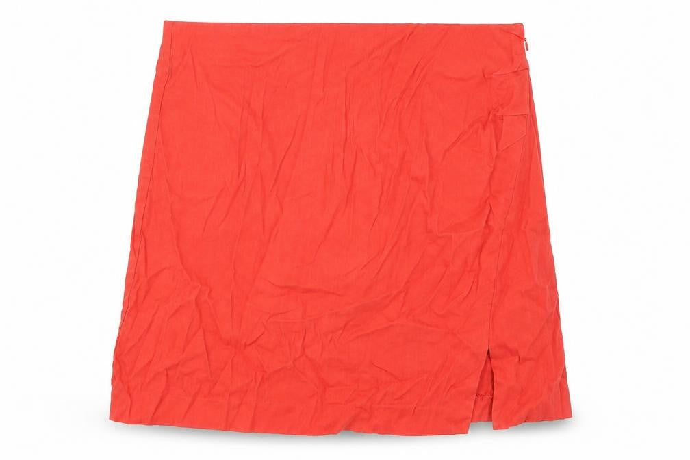 Mango Womens Red Linen A-Line Skirt Size 2XL Zip