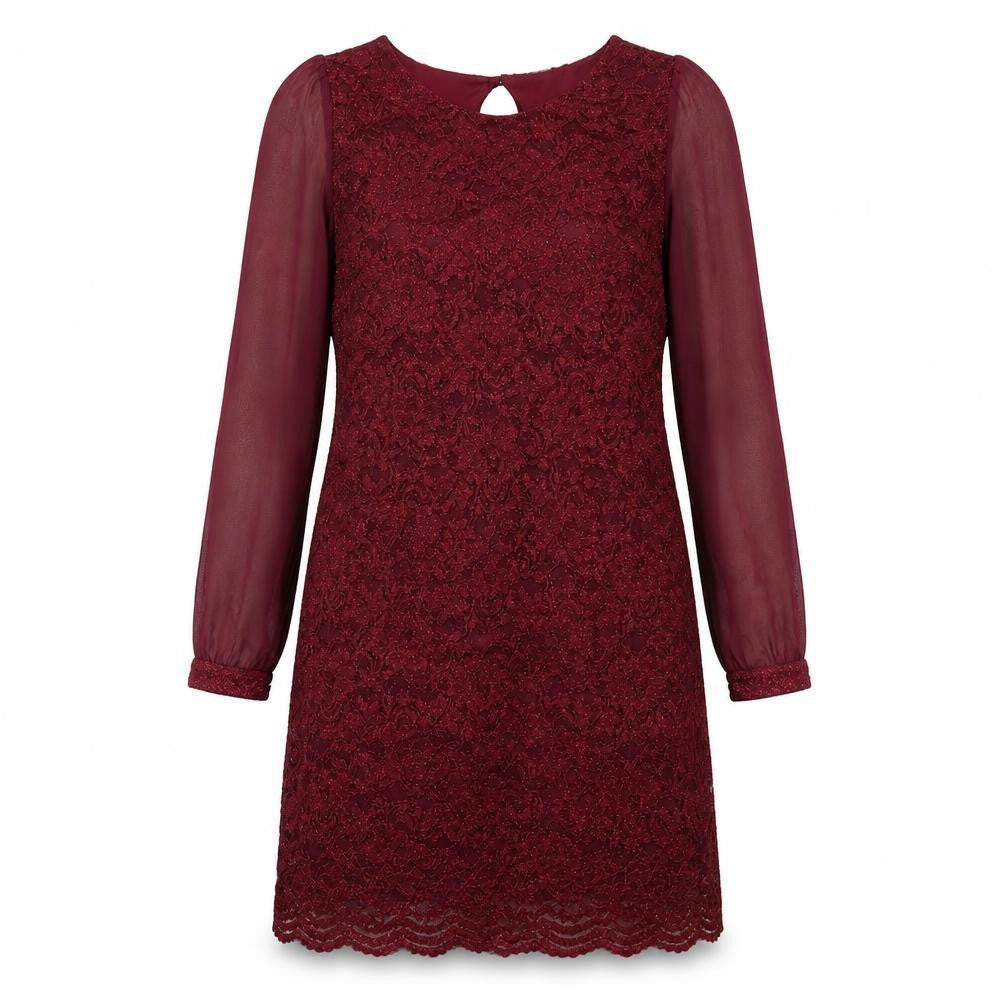 Dorothy Perkins Womens Red Polyester Shift Size 8 Round Neck Button
