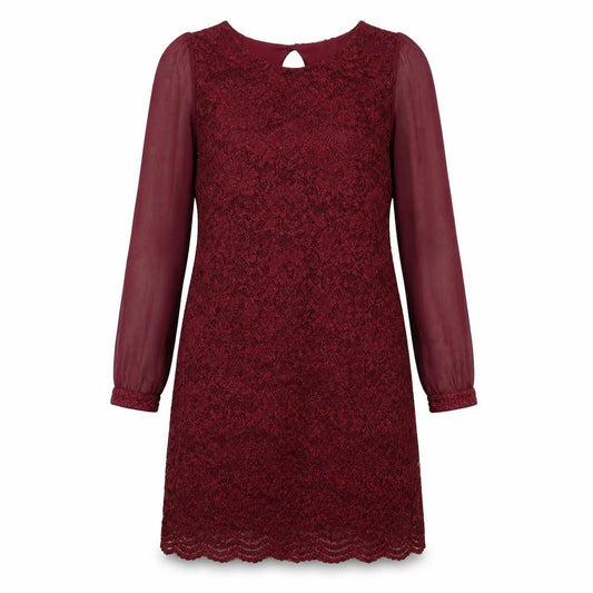Dorothy Perkins Womens Red Polyester Shift Size 8 Round Neck Button