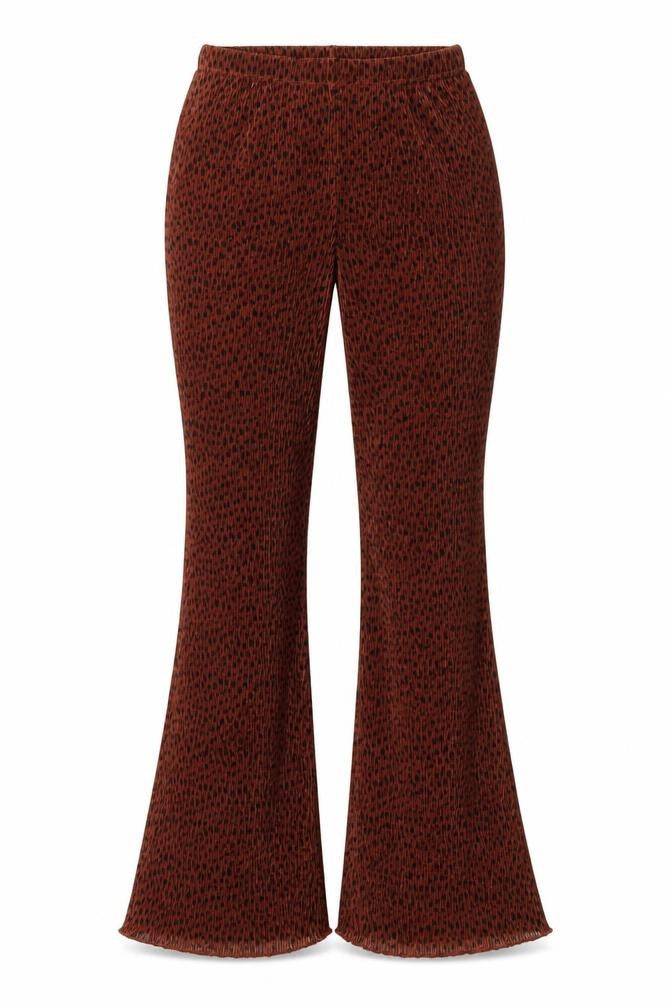 Topshop Womens Brown Animal Print Polyester Trousers Size 8 L32 in Regular - Plisse