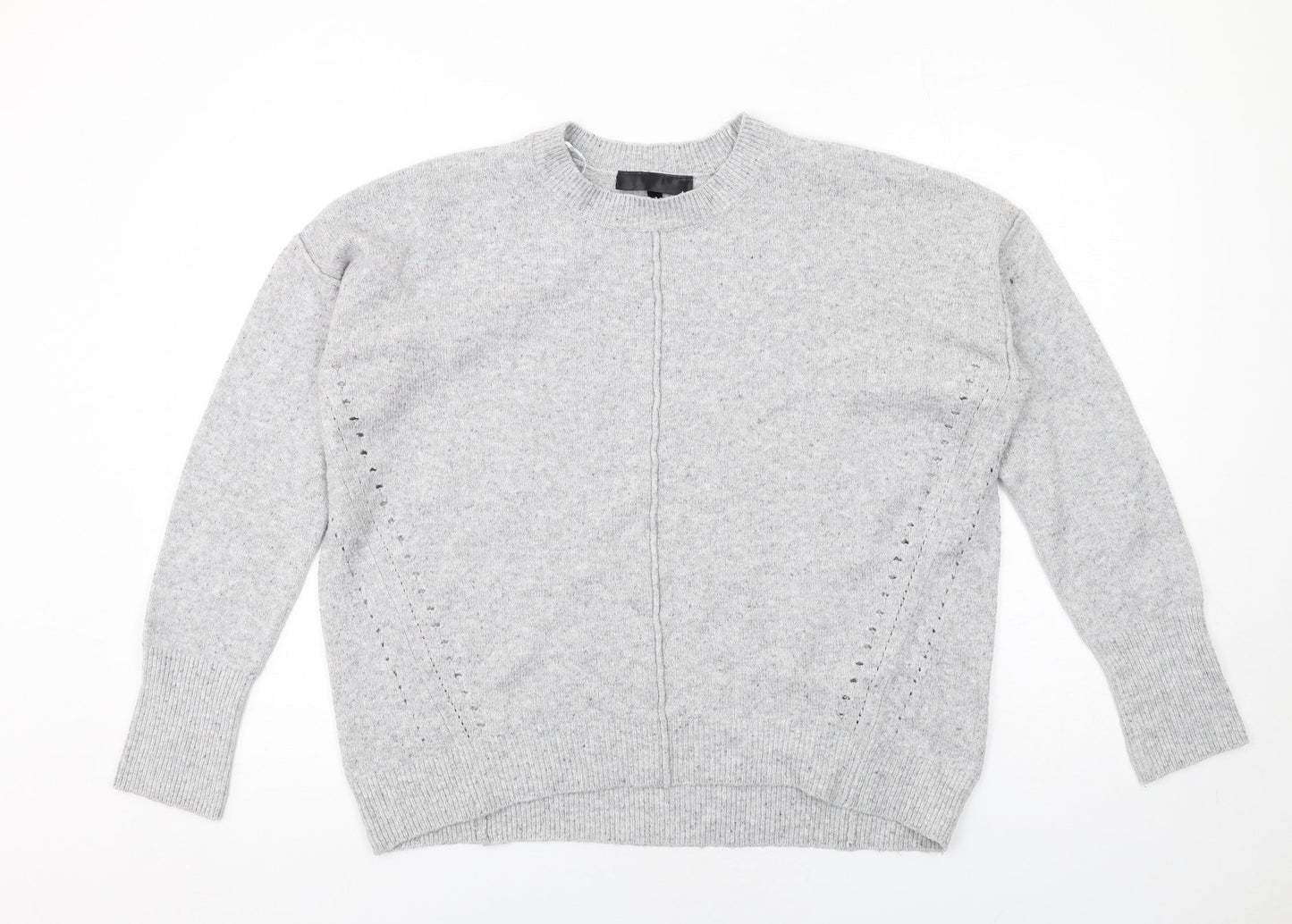 Topshop Womens Grey Round Neck Acrylic Pullover Jumper Size 10
