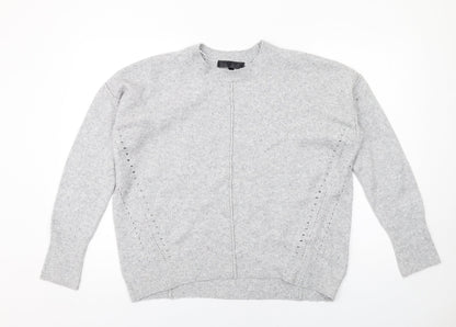 Topshop Womens Grey Round Neck Acrylic Pullover Jumper Size 10