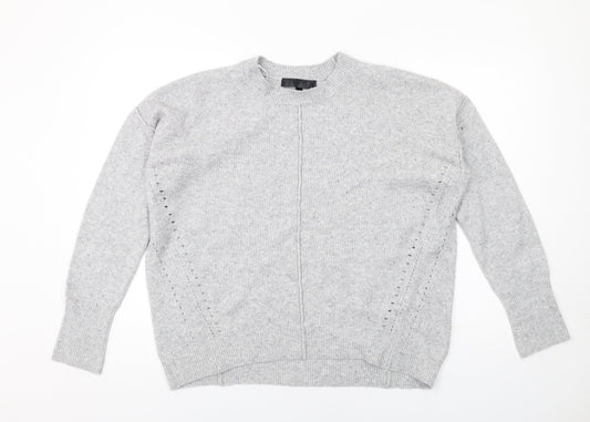 Topshop Womens Grey Round Neck Acrylic Pullover Jumper Size 10