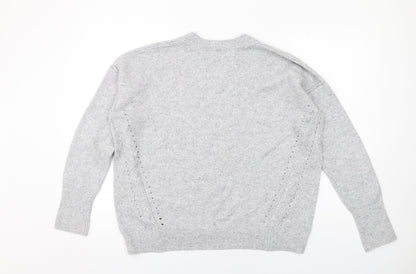 Topshop Womens Grey Round Neck Acrylic Pullover Jumper Size 10