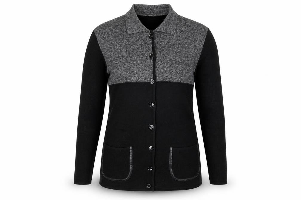 Gerry Weber Womens Black Collared Wool Cardigan Jumper Size 8