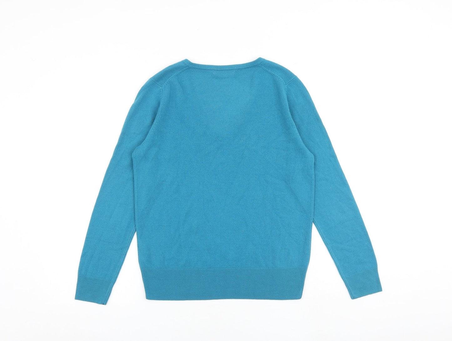 Marks and Spencer Womens Blue V-Neck Acrylic Pullover Jumper Size 10