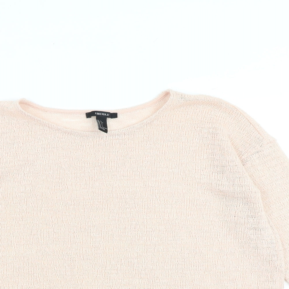 FOREVER 21 Womens Pink Round Neck Polyester Pullover Jumper Size L