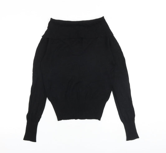 Oasis Womens Black Boat Neck Acrylic Pullover Jumper Size 8