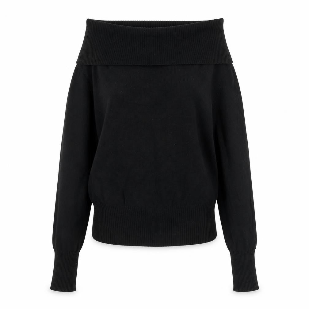 Oasis Womens Black Boat Neck Acrylic Pullover Jumper Size 8
