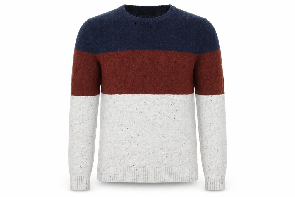 Marks & Spencer Mens Multicoloured Round Neck Striped Cotton Pullover Jumper Size S Long Sleeve