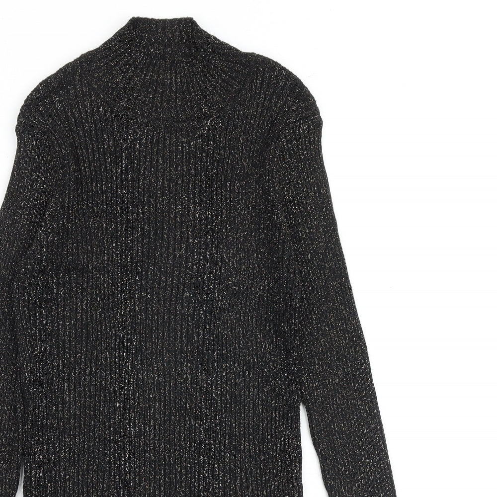 Glamorous Womens Black Mock Neck Viscose Pullover Jumper Size L