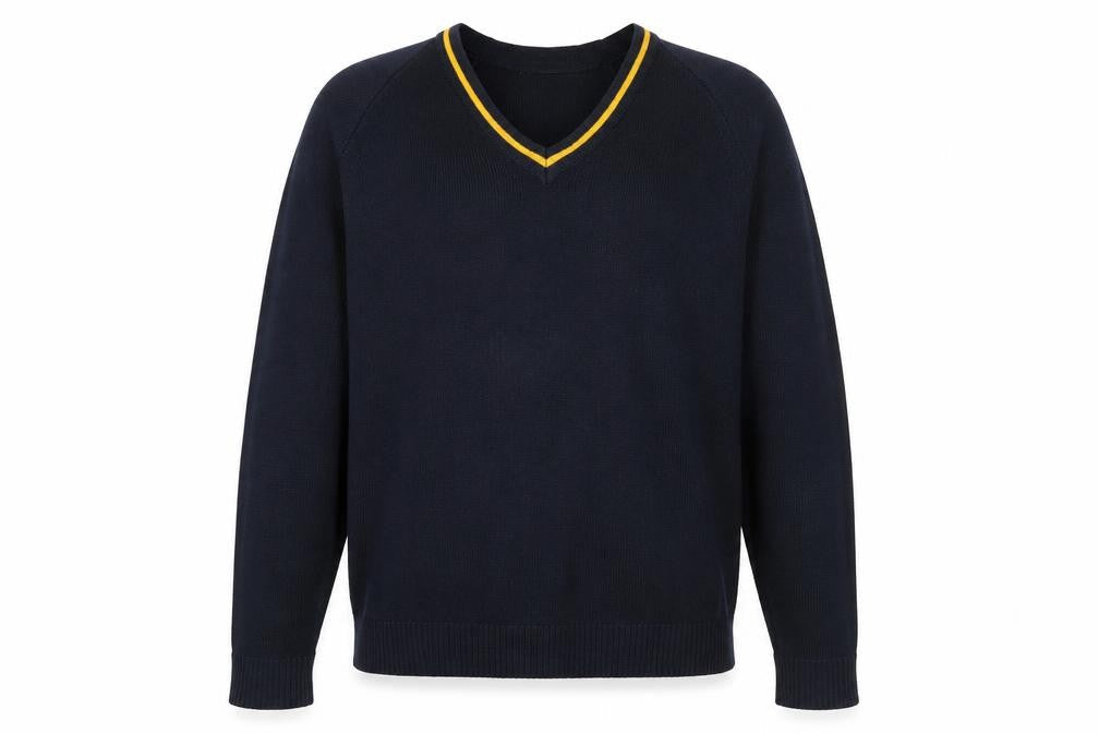 John Baner Mens Blue V-Neck Acrylic Pullover Jumper Size S Long Sleeve