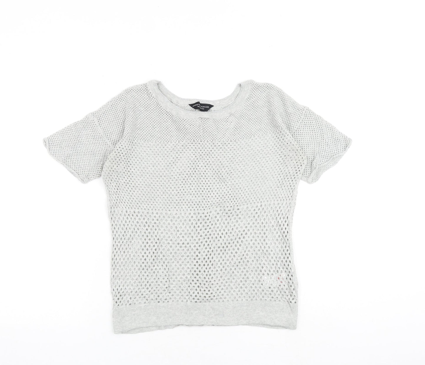 Dorothy Perkins Womens Grey 100% Cotton Basic T-Shirt Size 10 Round Neck