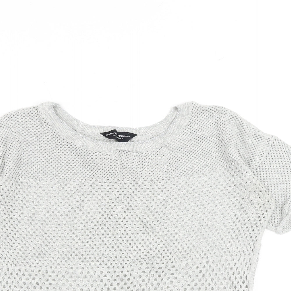 Dorothy Perkins Womens Grey 100% Cotton Basic T-Shirt Size 10 Round Neck