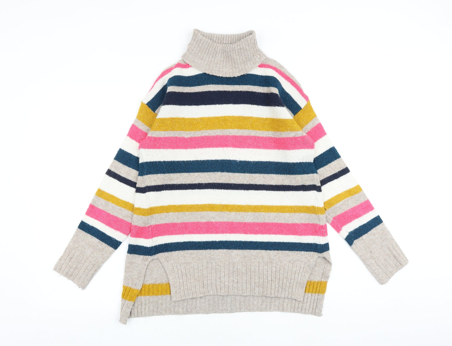 Marks and Spencer Womens Multicoloured Roll Neck Striped Acrylic Pullover Jumper Size S
