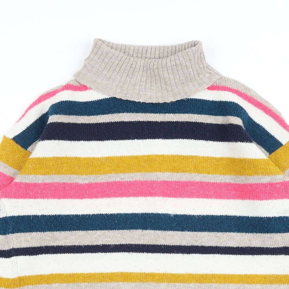 Marks and Spencer Womens Multicoloured Roll Neck Striped Acrylic Pullover Jumper Size S