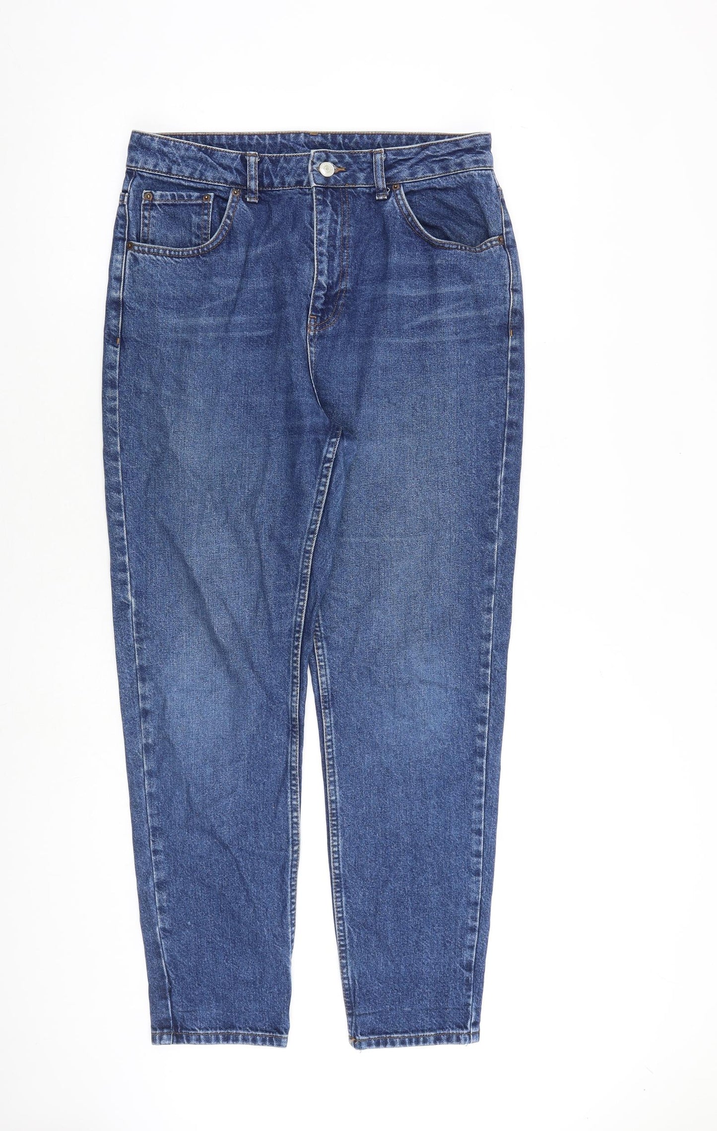 Topshop Womens Blue Cotton Tapered Jeans Size 32 in L32 in Regular Zip