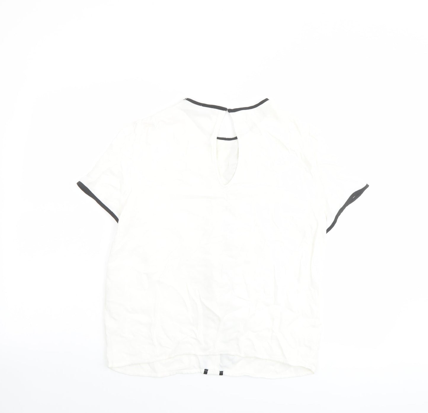 Zara Womens Ivory Viscose Basic Blouse Size S Round Neck