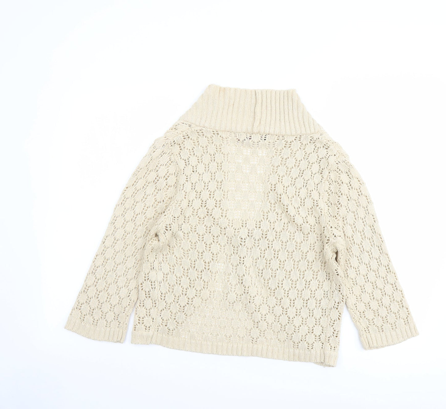 G&H Womens Beige V-Neck Acrylic Cardigan Jumper Size L - Size L-XL